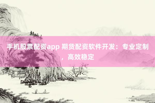 手机股票配资app 期货配资软件开发：专业定制，高效稳定