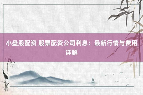 小盘股配资 股票配资公司利息：最新行情与费用详解