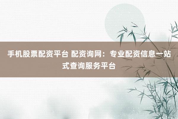 手机股票配资平台 配资询网：专业配资信息一站式查询服务平台