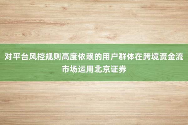 对平台风控规则高度依赖的用户群体在跨境资金流市场运用北京证券