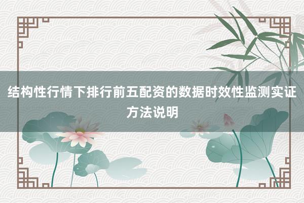 结构性行情下排行前五配资的数据时效性监测实证方法说明