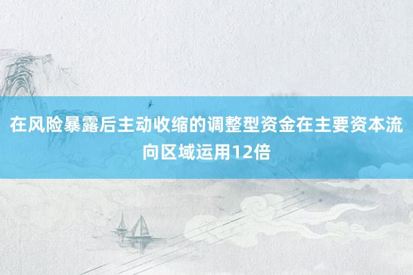 在风险暴露后主动收缩的调整型资金在主要资本流向区域运用12倍